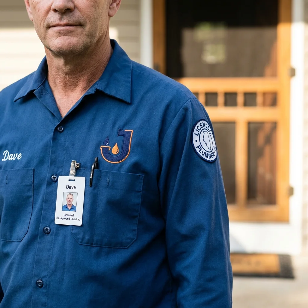 Licensed plumber showing ID badge in Monongahela, PA