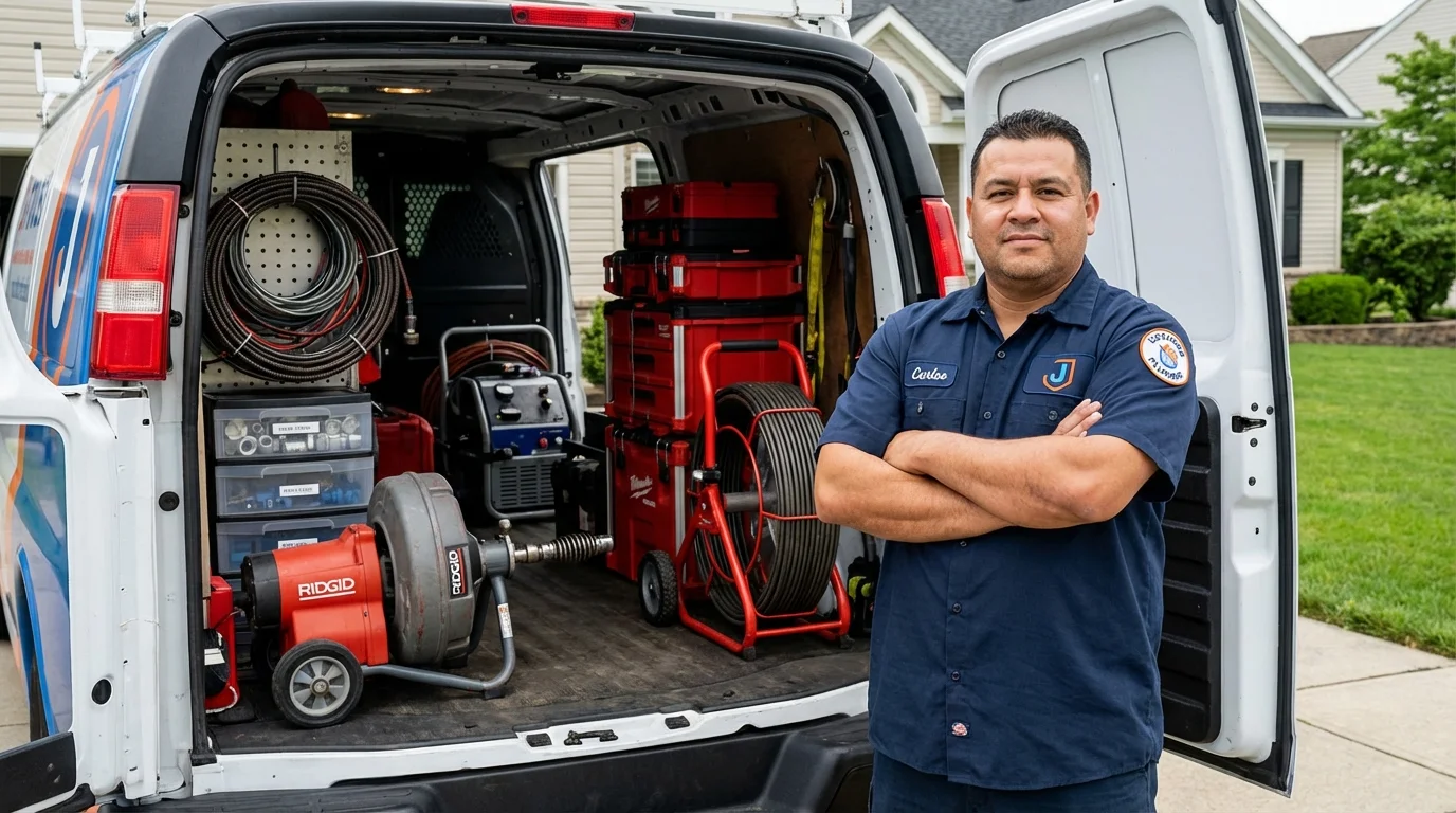 Professional drain cleaning equipment and Johns Plumbing LLC plumber in Monongahela
