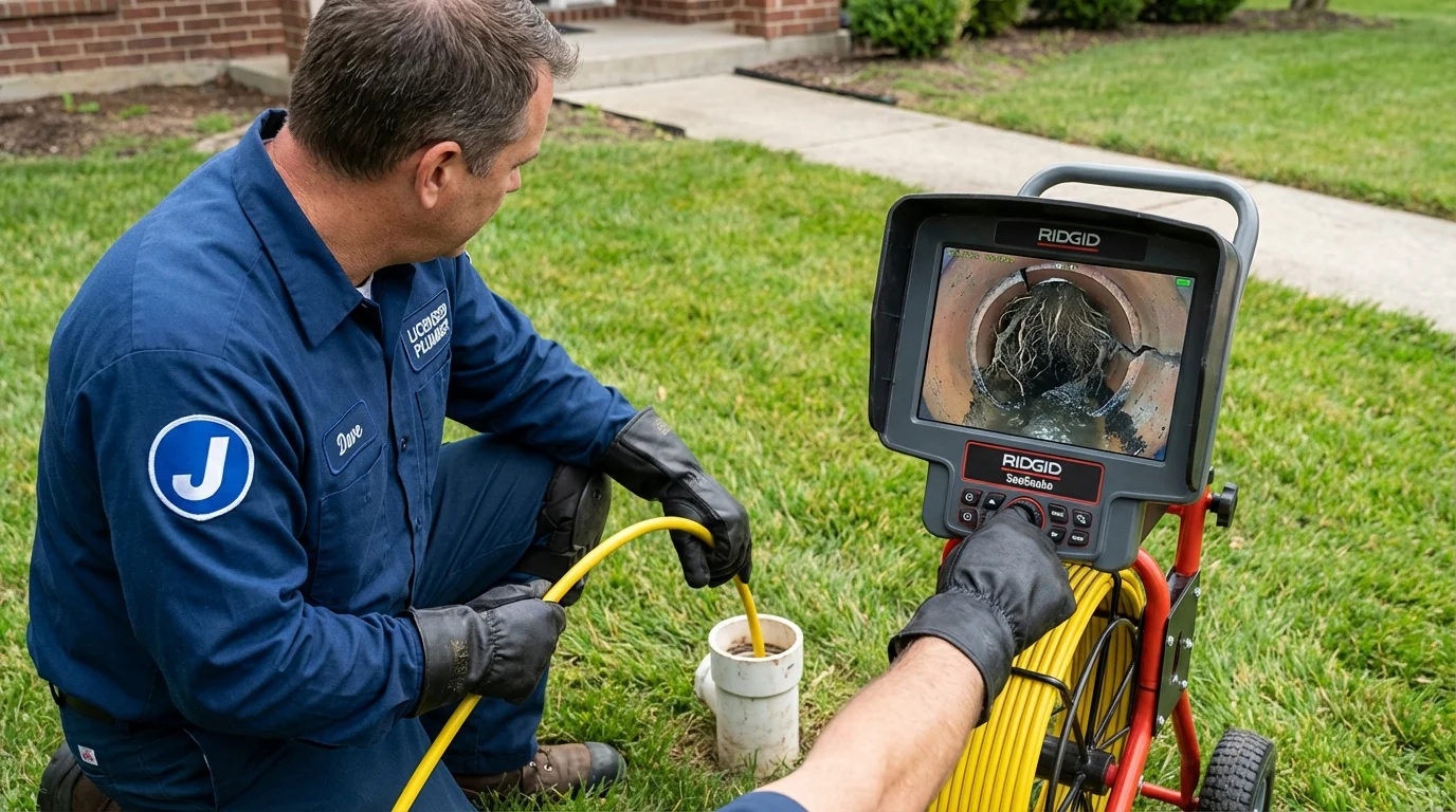 Sewer camera inspection being performed by Johns Plumbing LLC in Monongahela